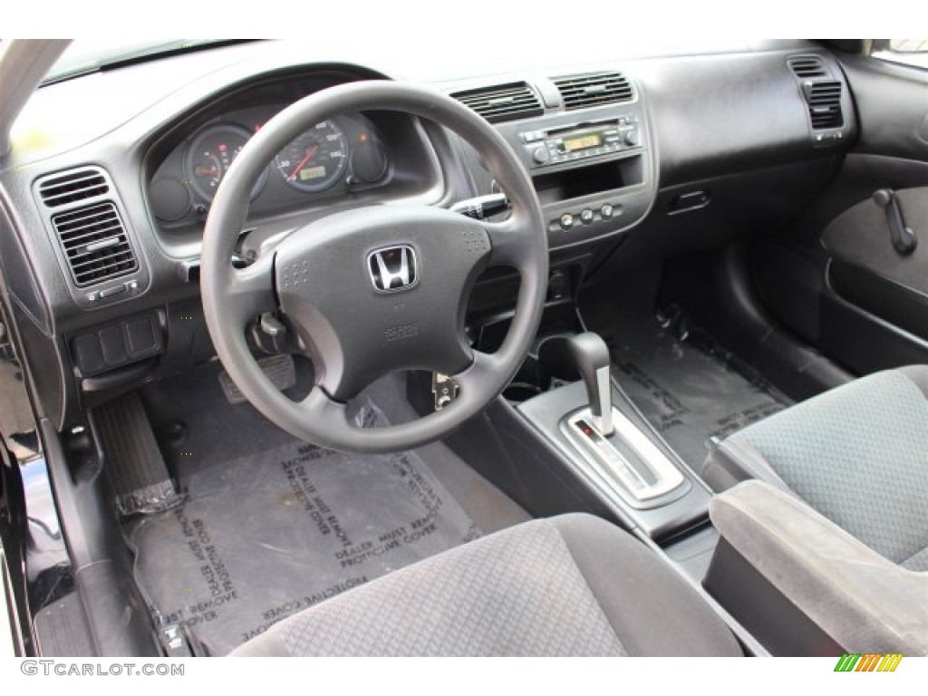 Black Interior 2004 Honda Civic Value Package Coupe Photo #102922195