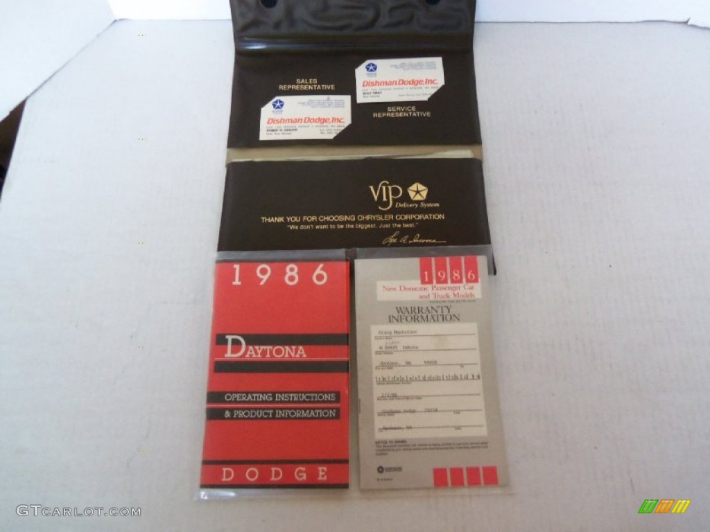 1986 Dodge Daytona Turbo Z CS Books/Manuals Photo #102928043