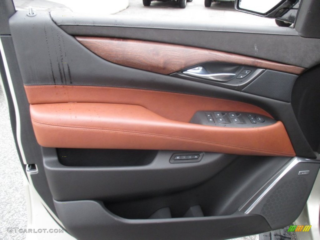 2015 Cadillac Escalade ESV Premium 4WD Kona Brown/Jet Black Door Panel Photo #102930008