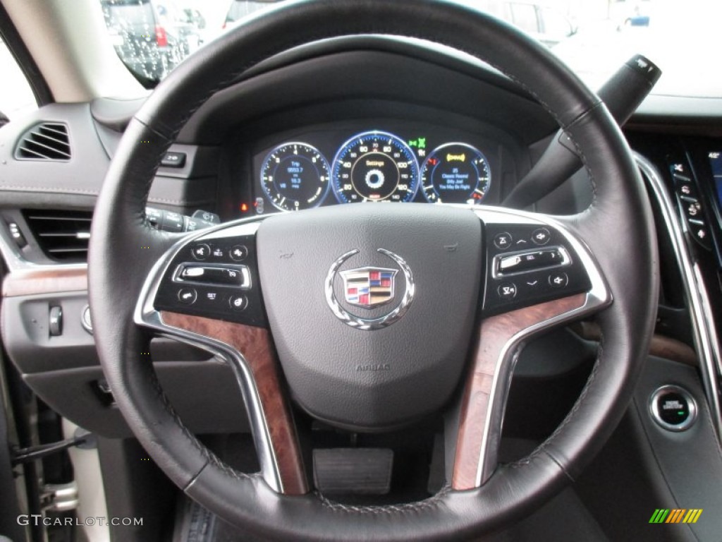 2015 Cadillac Escalade ESV Premium 4WD Kona Brown/Jet Black Steering Wheel Photo #102930046