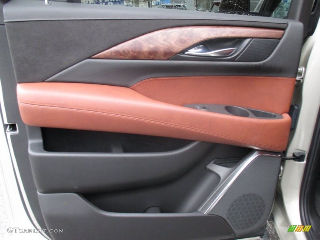 2015 Cadillac Escalade ESV Premium 4WD Kona Brown/Jet Black Door Panel Photo #102930190
