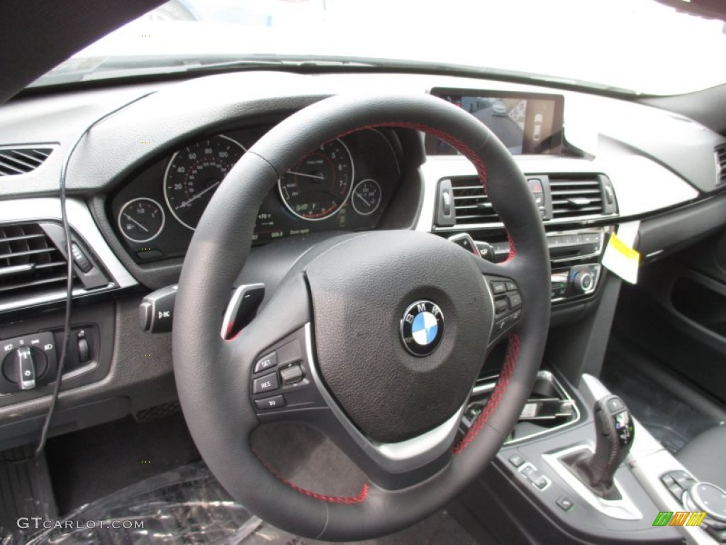 2015 BMW 4 Series 428i xDrive Gran Coupe Black Steering Wheel Photo #102937028