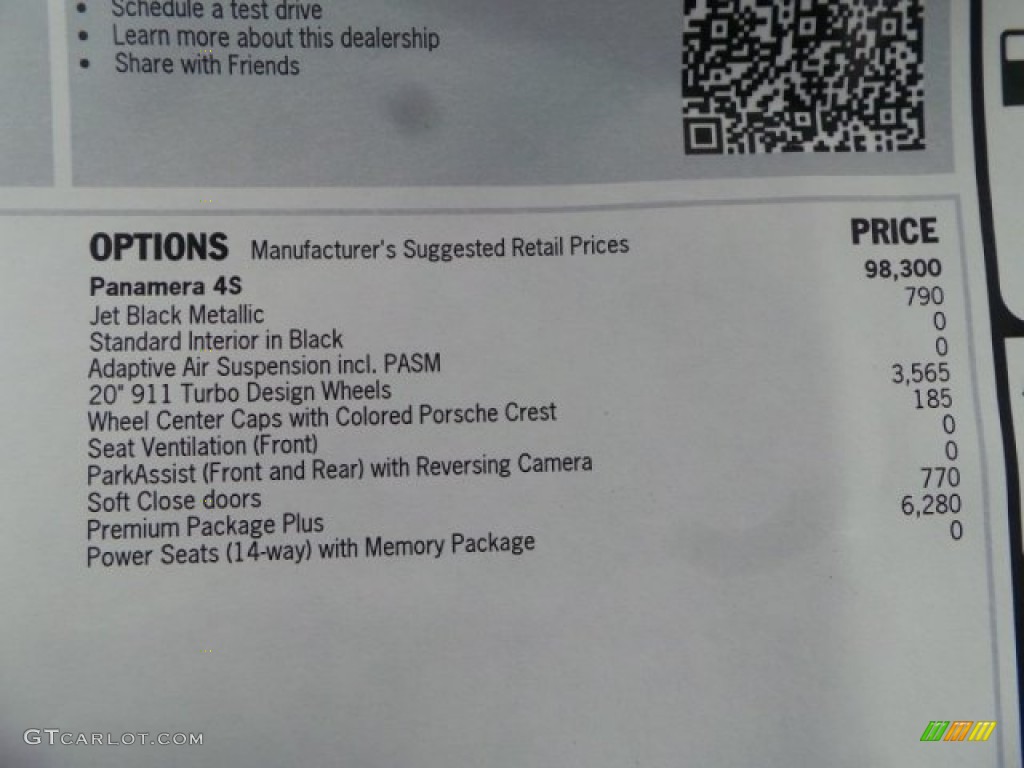 2015 Porsche Panamera 4S Window Sticker Photo #102941981