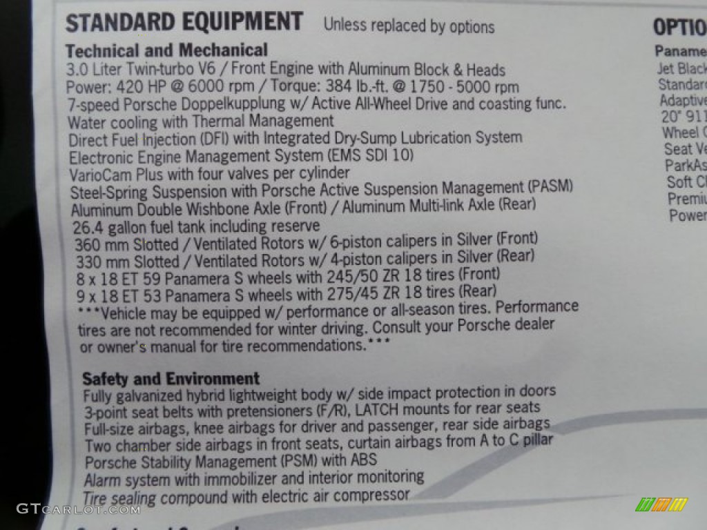 2015 Porsche Panamera 4S Window Sticker Photo #102942005