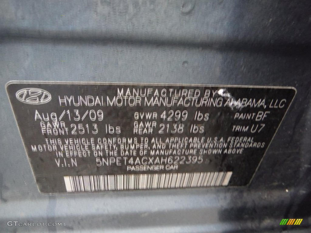 2010 Sonata GLS - Slate Blue / Gray photo #19