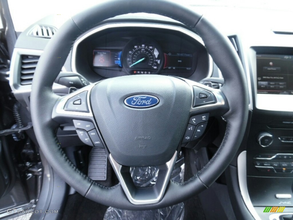 2015 Ford Edge SEL AWD Ebony Steering Wheel Photo #102963837