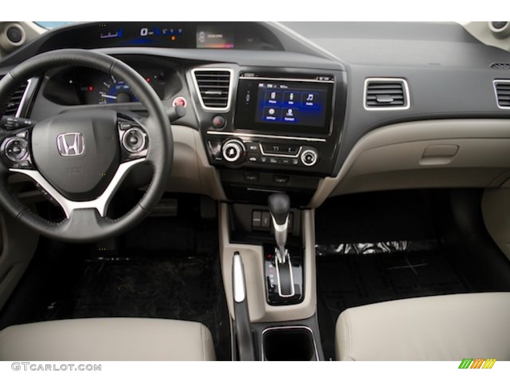 2015 Honda Civic Hybrid-L Sedan Beige Dashboard Photo #102972553