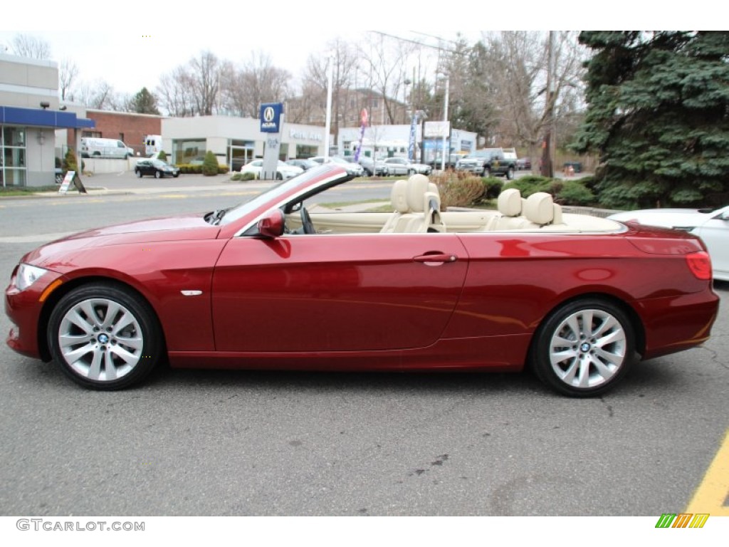 2012 3 Series 328i Convertible - Vermilion Red Metallic / Cream Beige photo #7