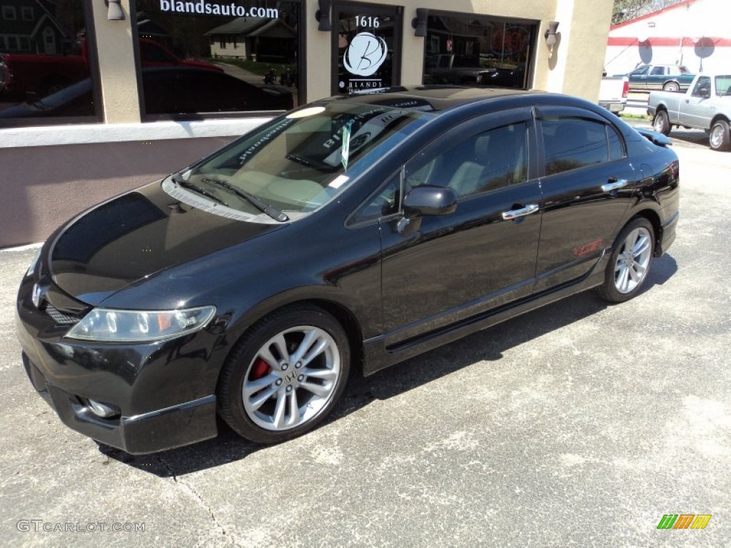 2010 Civic EX-L Sedan - Crystal Black Pearl / Gray photo #1