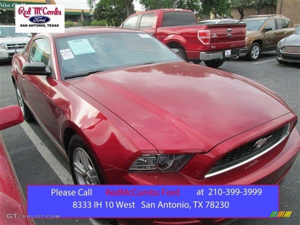 2014 Mustang V6 Coupe - Ruby Red / Medium Stone photo #1