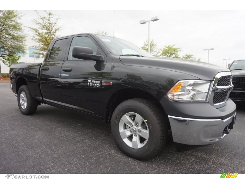 2015 1500 Tradesman Quad Cab 4x4 - Brilliant Black Crystal Pearl / Black/Diesel Gray photo #4