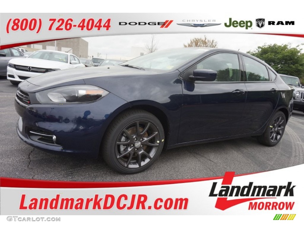 2015 Dart SXT - True Blue Pearl / Black/Light Tungsten Accent Stitching photo #1