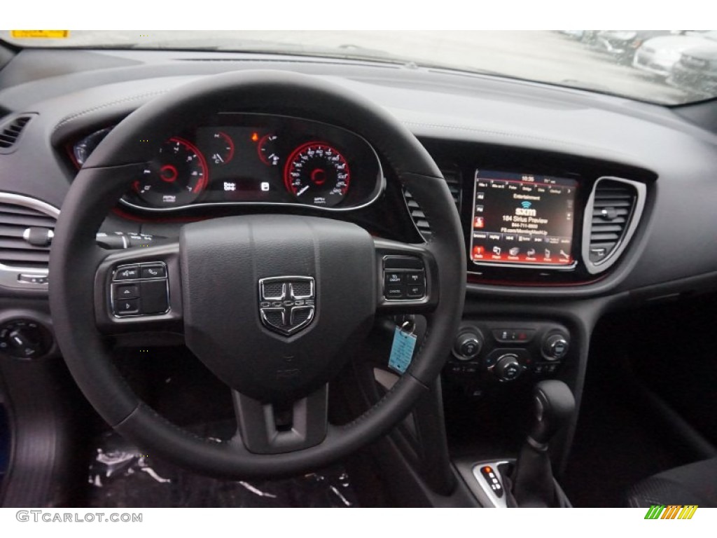 2015 Dart SXT - True Blue Pearl / Black/Light Tungsten Accent Stitching photo #7