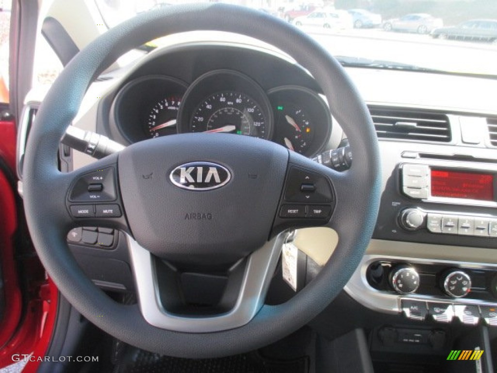 2015 Kia Rio LX Beige Steering Wheel Photo #103004316