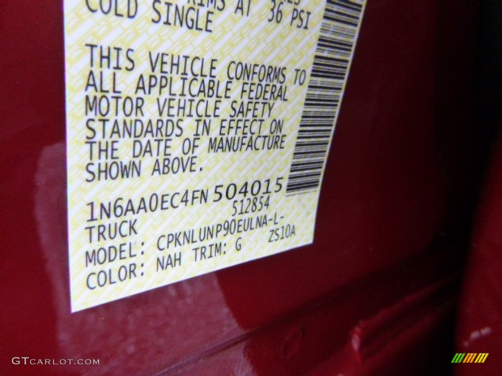 2015 Titan Color Code NAH for Cayenne Red Photo #103004562