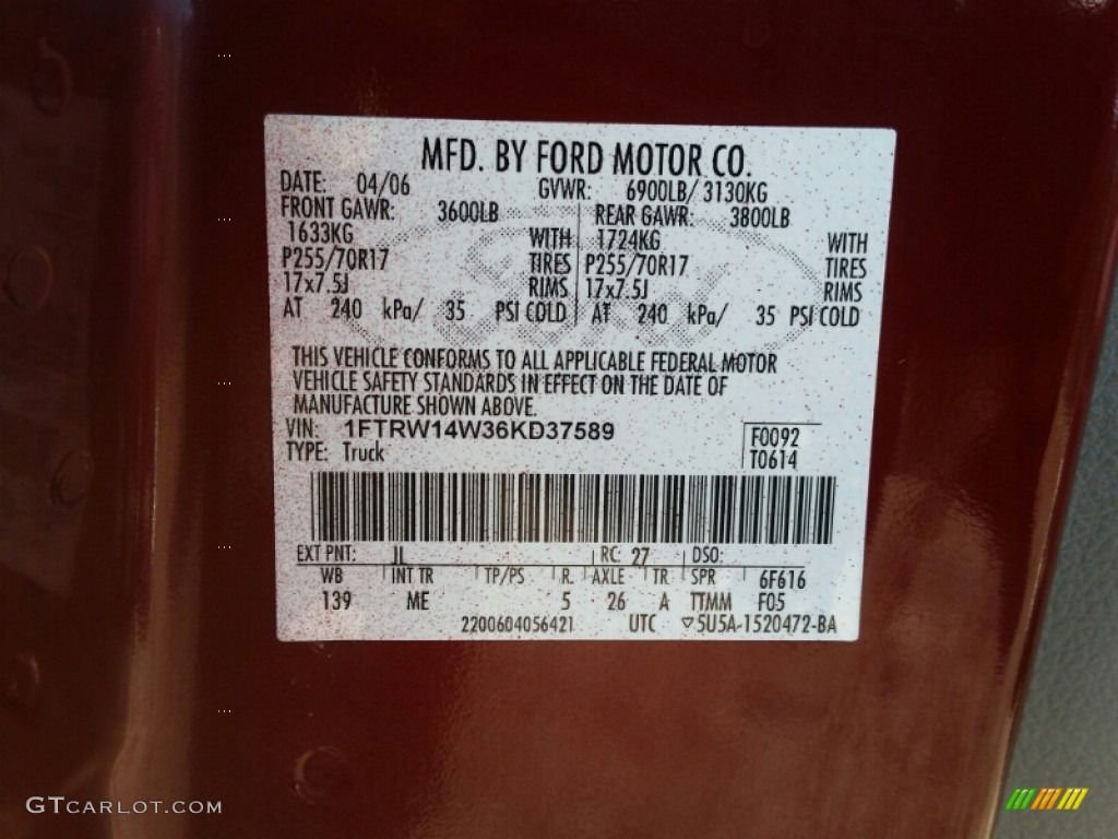 2006 F150 XLT SuperCrew 4x4 - Dark Toreador Red Metallic / Medium/Dark Flint photo #16