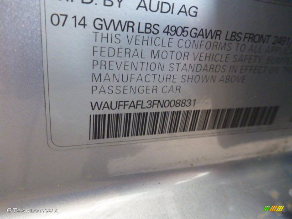 2015 A4 2.0T Premium Plus quattro - Florett Silver Metallic / Black photo #12