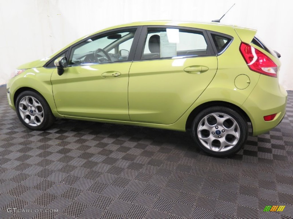 2013 Fiesta Titanium Hatchback - Lime Squeeze / Charcoal Black Leather photo #6