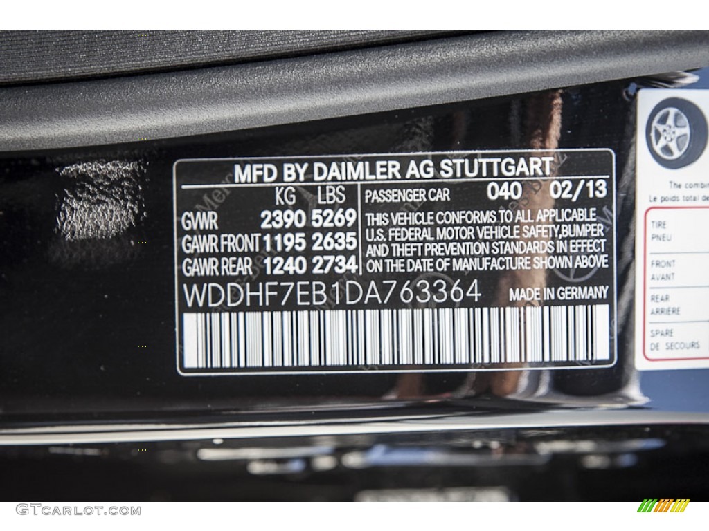 2013 Mercedes-Benz E 63 AMG Color Code Photos