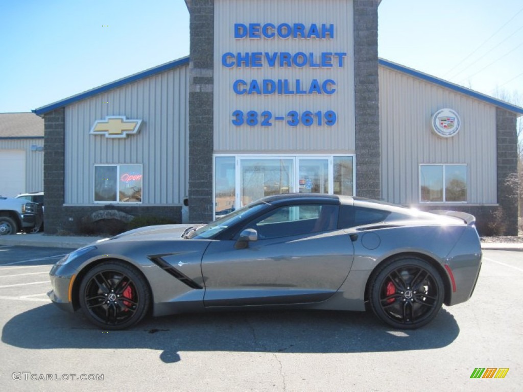 2015 Corvette Stingray Coupe - Shark Gray Metallic / Adrenaline Red photo #1