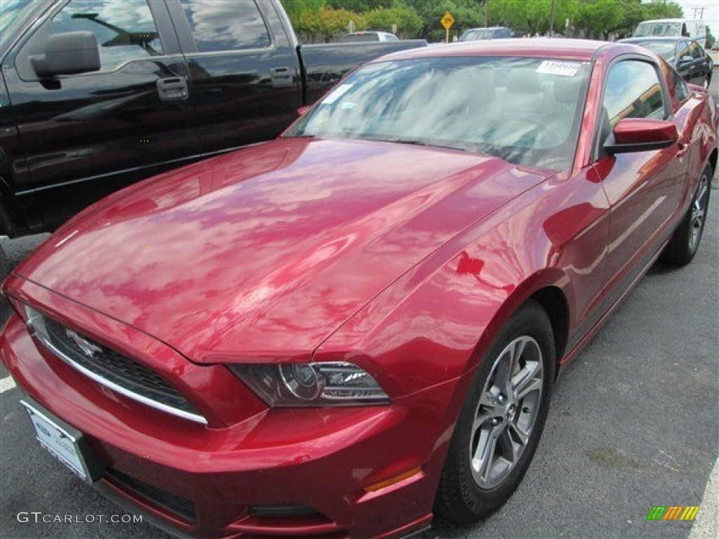2014 Mustang V6 Premium Coupe - Ruby Red / Charcoal Black photo #2