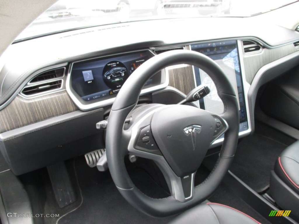2013 Tesla Model S P85 Performance Black Steering Wheel Photo #103064712