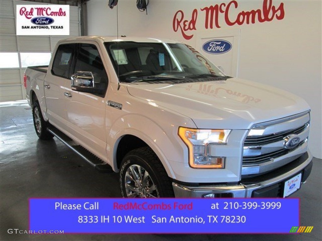 2015 F150 Lariat SuperCrew 4x4 - White Platinum Tricoat / Black photo #1