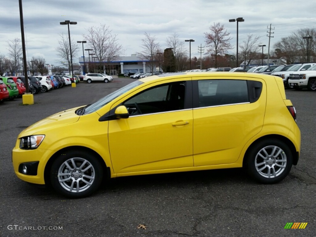 Bright Yellow 2015 Chevrolet Sonic LT Hatchback Exterior Photo #103069596