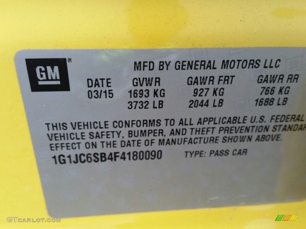 2015 Sonic LT Hatchback - Bright Yellow / Jet Black/Dark Titanium photo #9