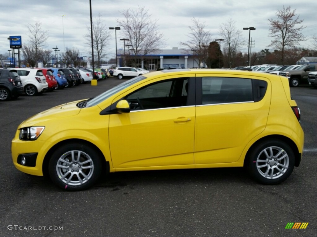 Bright Yellow 2015 Chevrolet Sonic LT Hatchback Exterior Photo #103072995