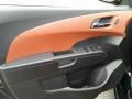 Jet Black/Brick 2015 Chevrolet Sonic LT Hatchback Door Panel