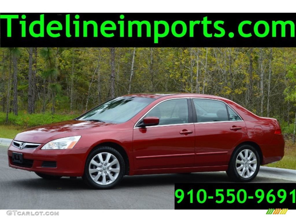 2007 Accord EX-L V6 Sedan - Moroccan Red Pearl / Gray photo #1
