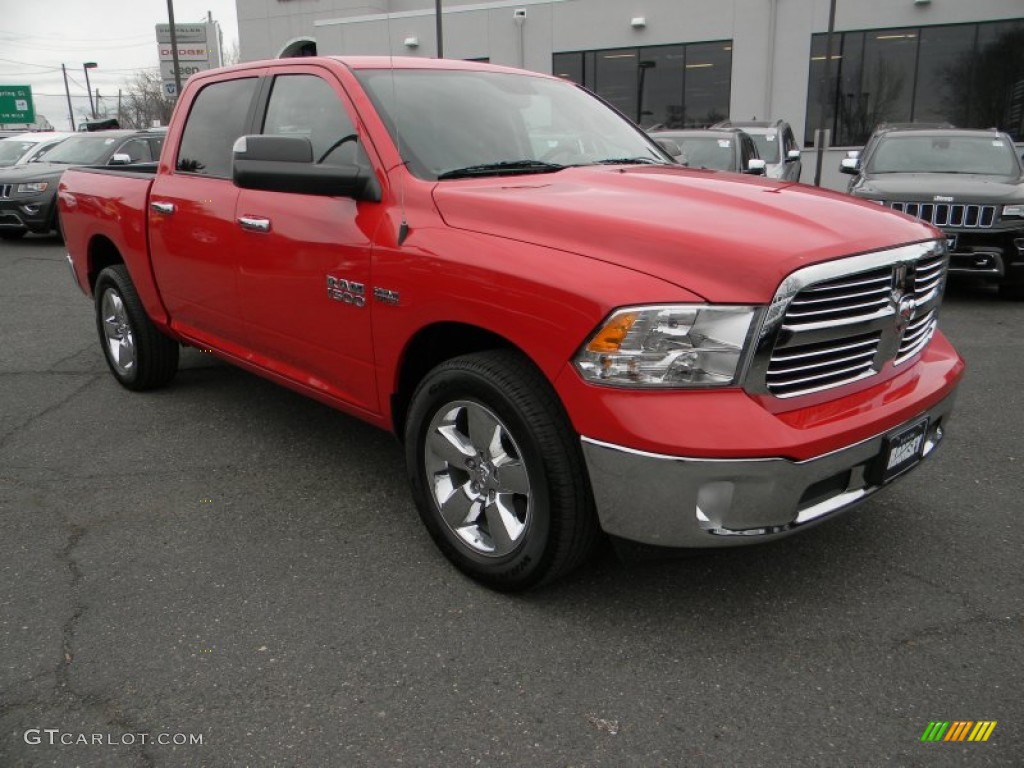 2014 1500 Big Horn Crew Cab 4x4 - Flame Red / Black/Diesel Gray photo #4
