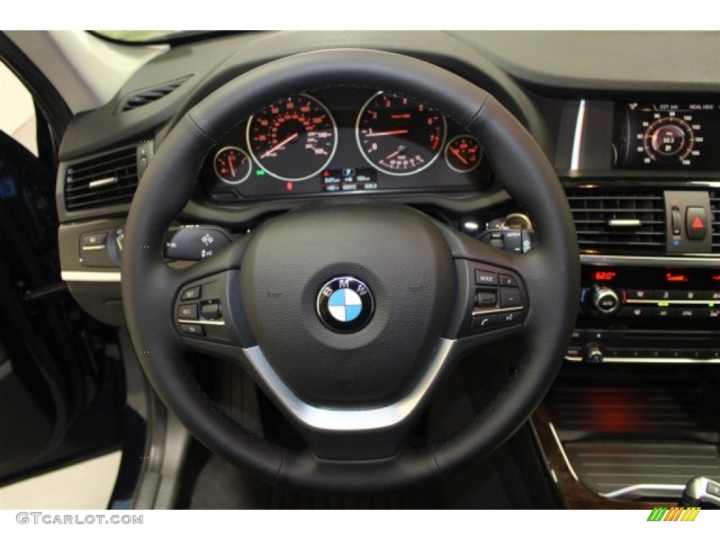 2015 BMW X3 sDrive28i Black Steering Wheel Photo #103080243