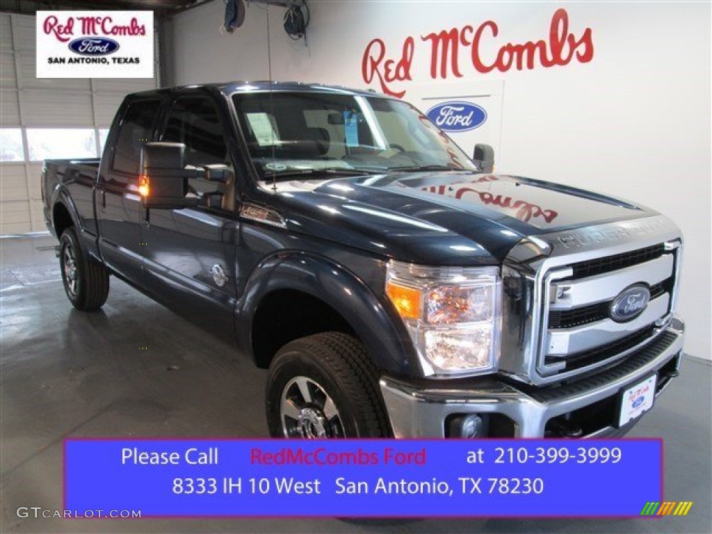 2015 F250 Super Duty Lariat Crew Cab 4x4 - Blue Jeans / Black photo #1