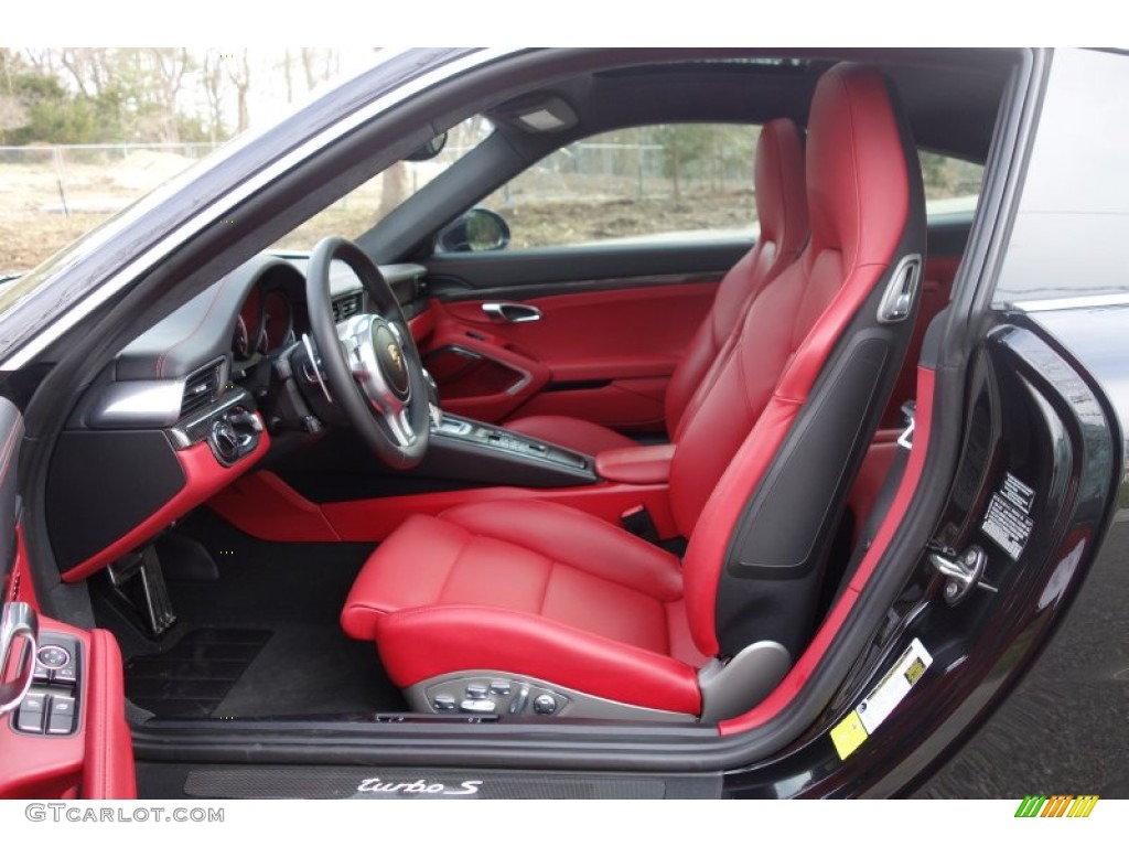 2014 911 Turbo S Coupe - Basalt Black Metallic / Carrera Red Natural Leather photo #12