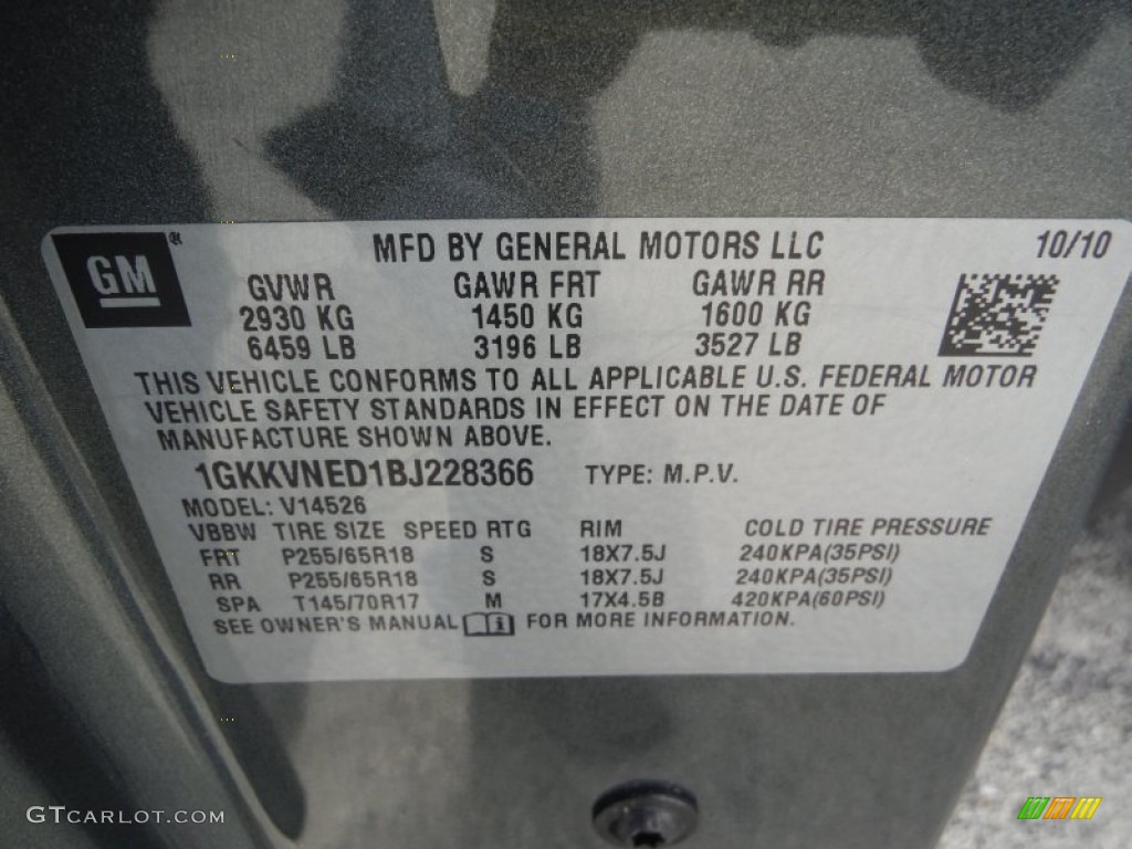 2011 Acadia SL AWD - Gray Green Metallic / Ebony photo #38