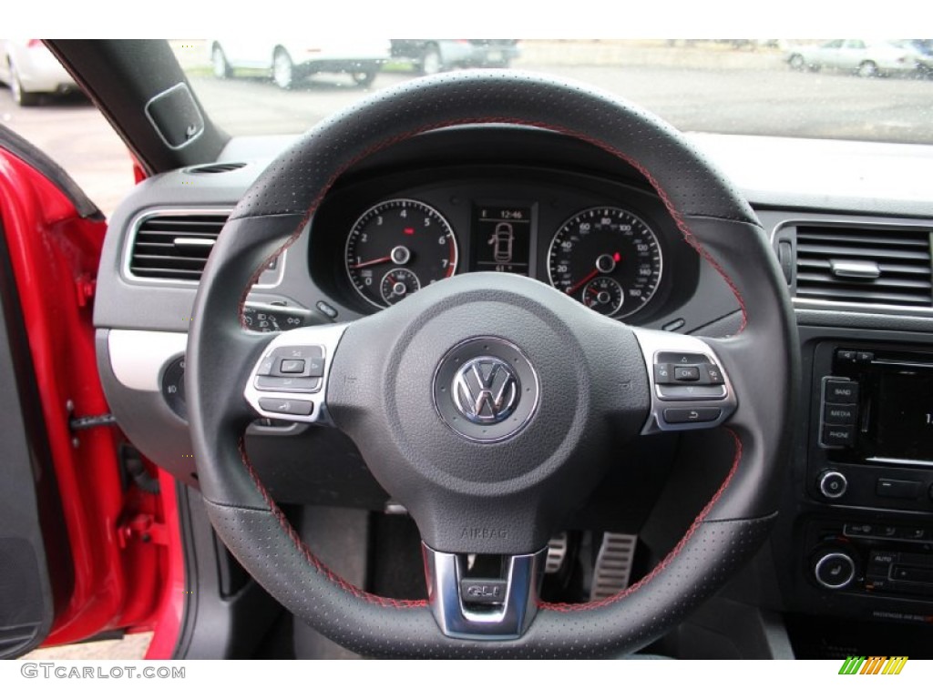 2012 Volkswagen Jetta GLI Titan Black Steering Wheel Photo #103093322