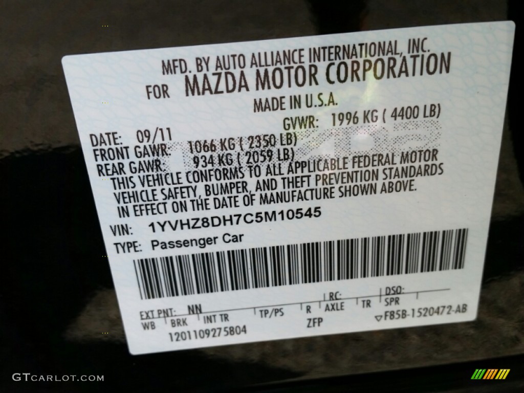 2012 MAZDA6 i Touring Sedan - Ebony Black / Black photo #17