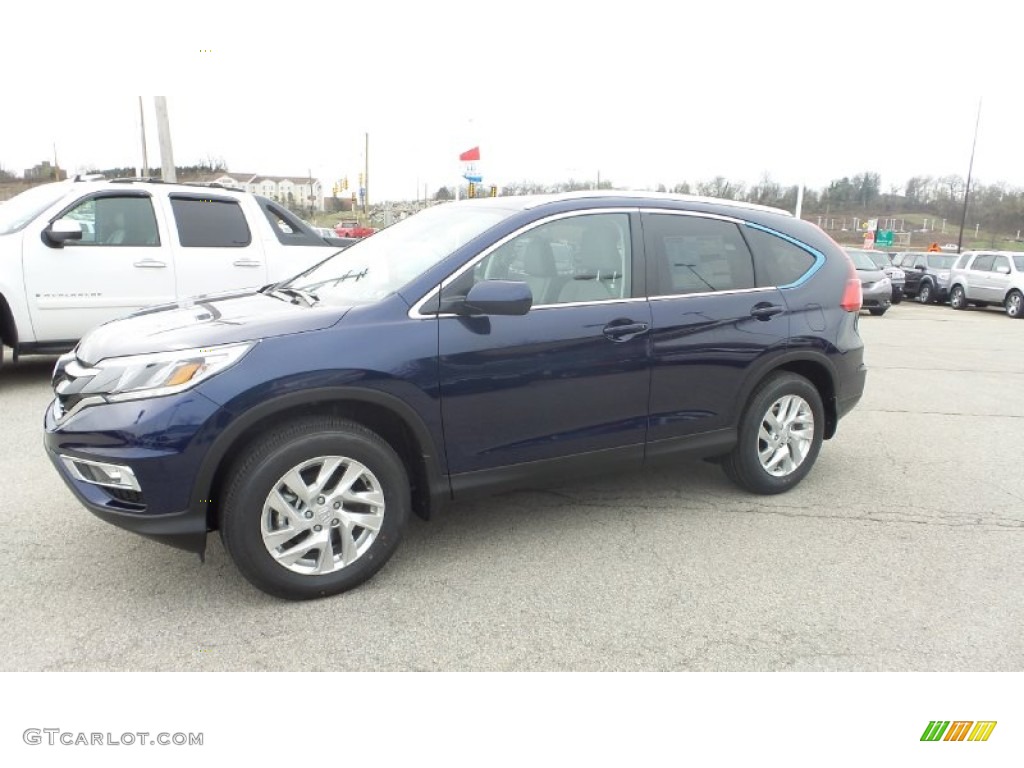 2015 CR-V EX-L AWD - Obsidian Blue Pearl / Gray photo #2