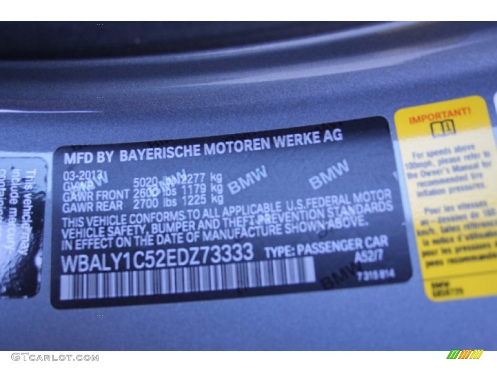 2014 BMW 6 Series 640i xDrive Coupe Color Code Photos