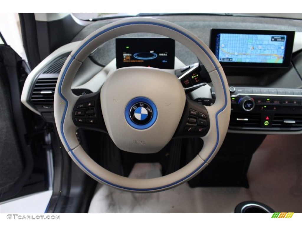 2015 BMW i3 with Range Extender Mega Carum Spice Grey Sensatec & Carum Spice Grey Cloth Steering Wheel Photo #103117508