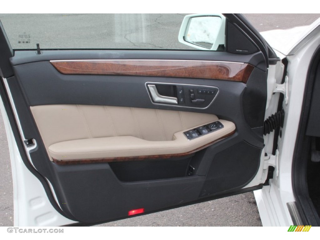 2012 Mercedes-Benz E 350 4Matic Sedan Natural Beige/Black Door Panel Photo #103118570