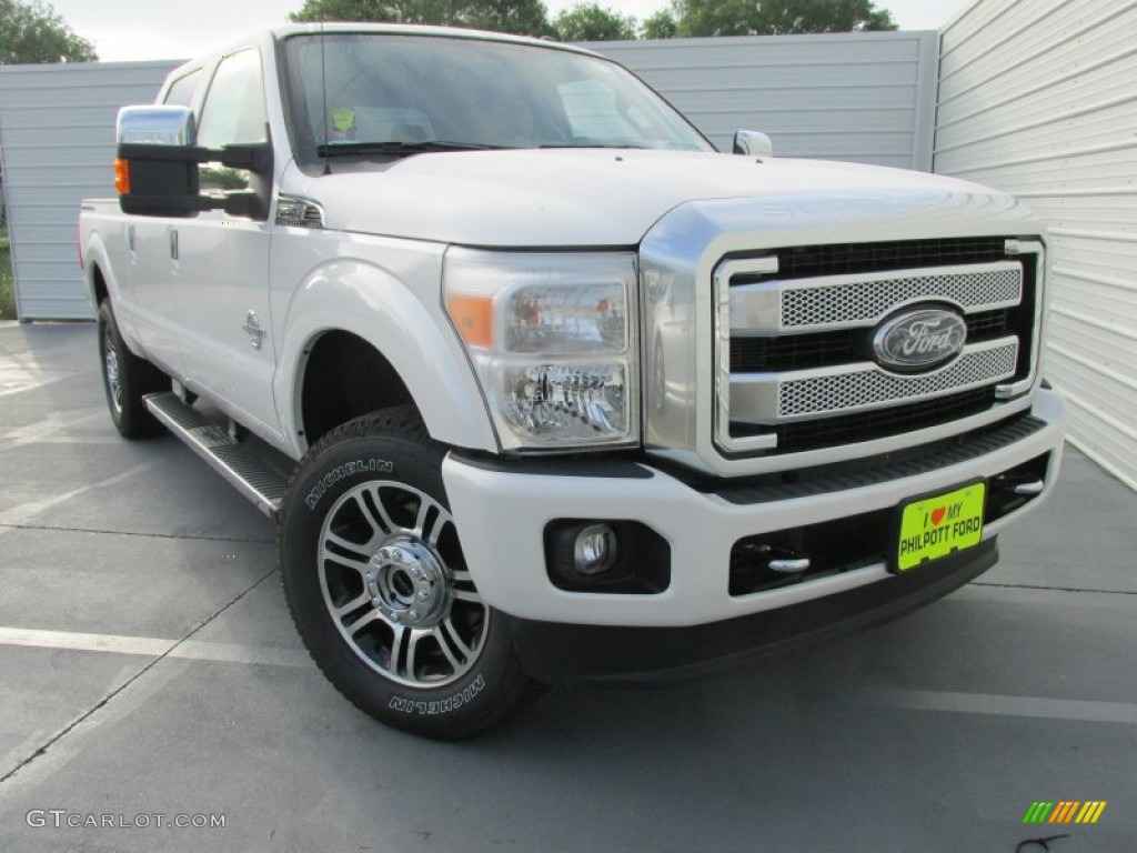 2015 F250 Super Duty Lariat Crew Cab 4x4 - White Platinum / Platinum Pecan photo #2