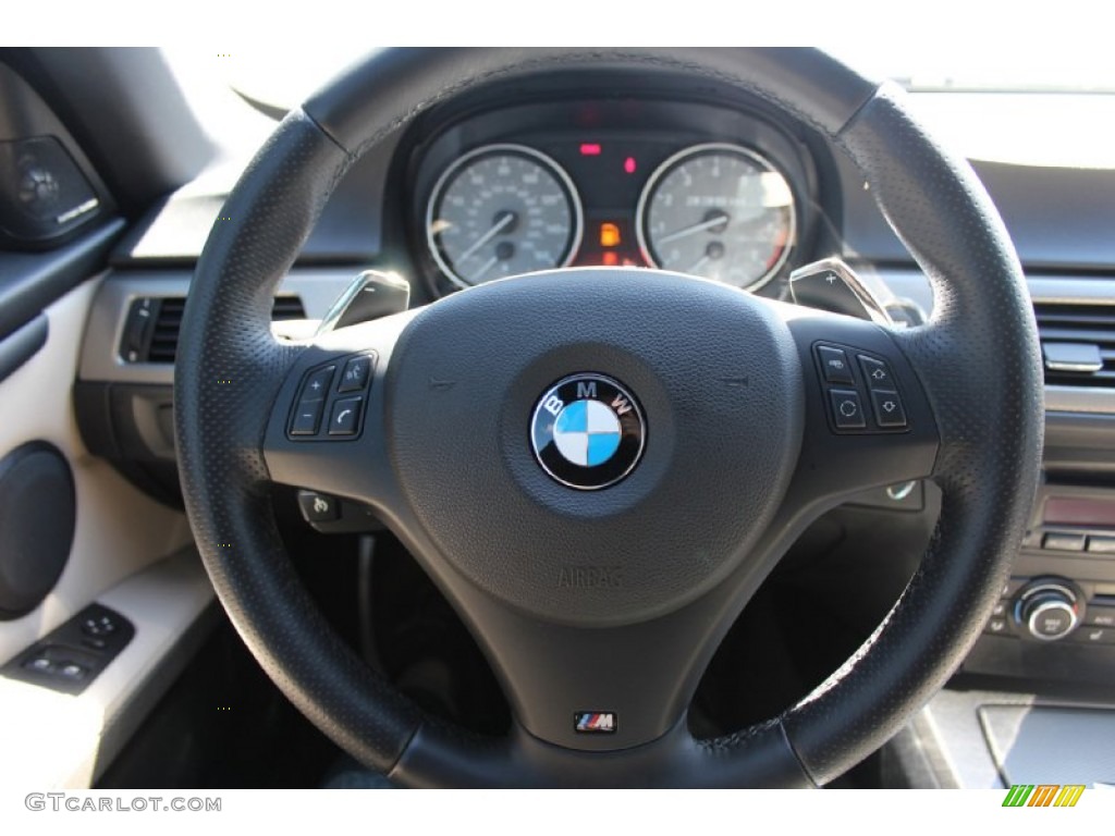 2013 BMW 3 Series 335is Coupe Oyster Steering Wheel Photo #103132577