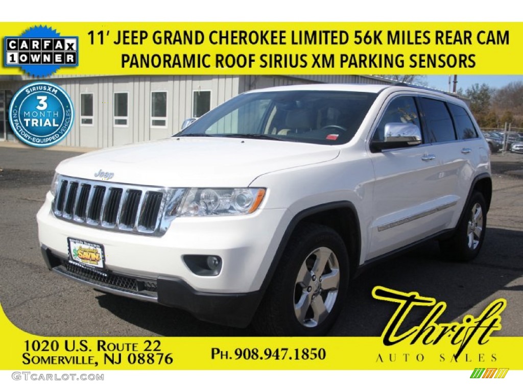 2011 Grand Cherokee Limited 4x4 - Stone White / Black/Light Frost Beige photo #1