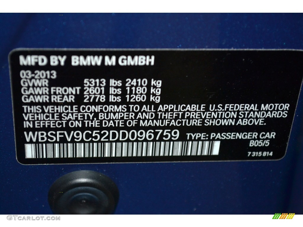 2013 BMW M5 Sedan Color Code Photos