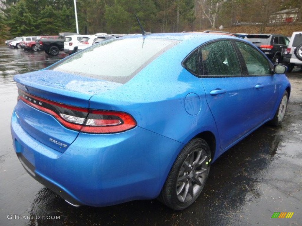 2015 Dart SXT - Laser Blue Pearl / Black/Light Tungsten Accent Stitching photo #5