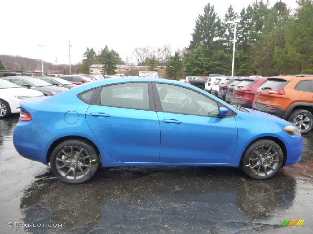 2015 Dart SXT - Laser Blue Pearl / Black/Light Tungsten Accent Stitching photo #8