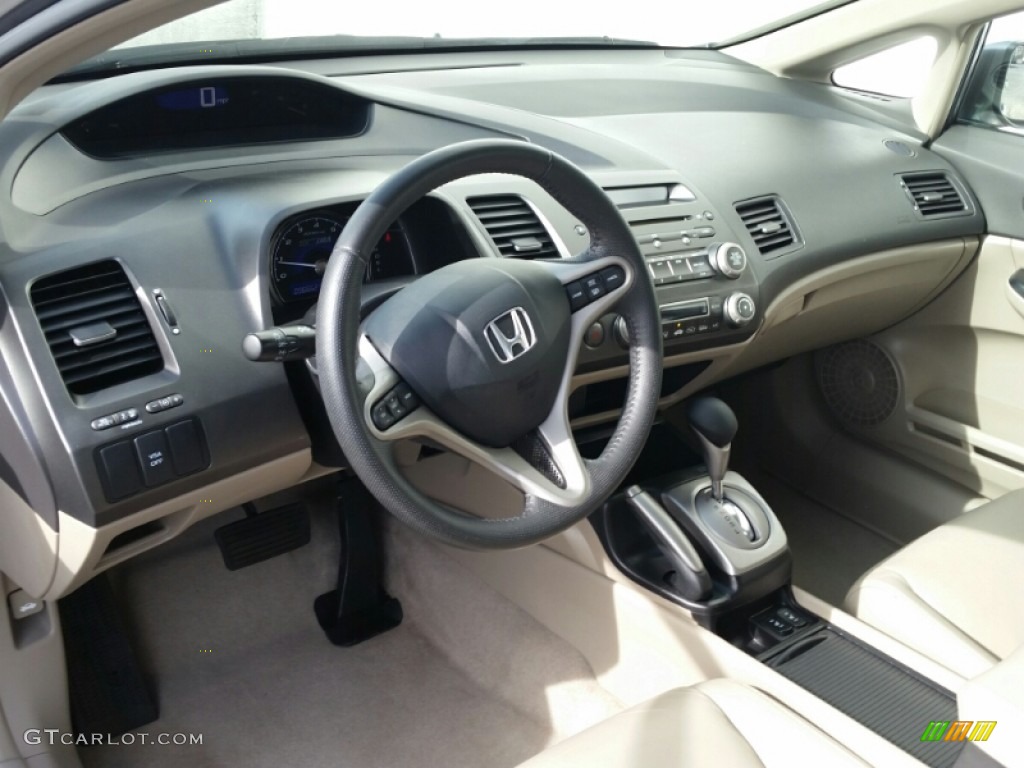 2009 Civic Hybrid Sedan - Magnetic Pearl / Beige photo #13